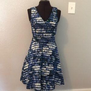 Banana Republic A line dress, floral and stripes